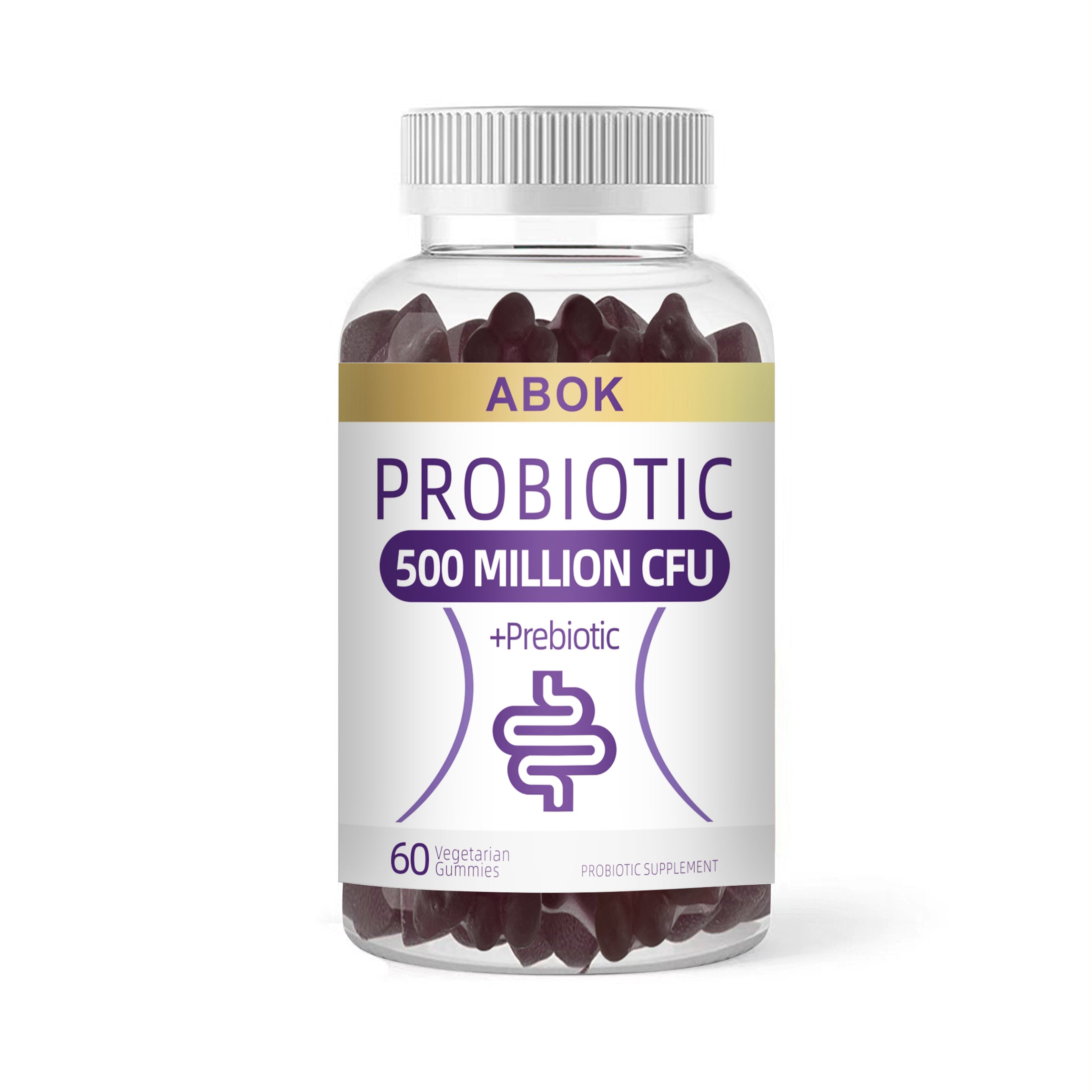 ABOK Probiotic Gummies - 500 Million CFU + Prebiotic for Optimal Gut Health