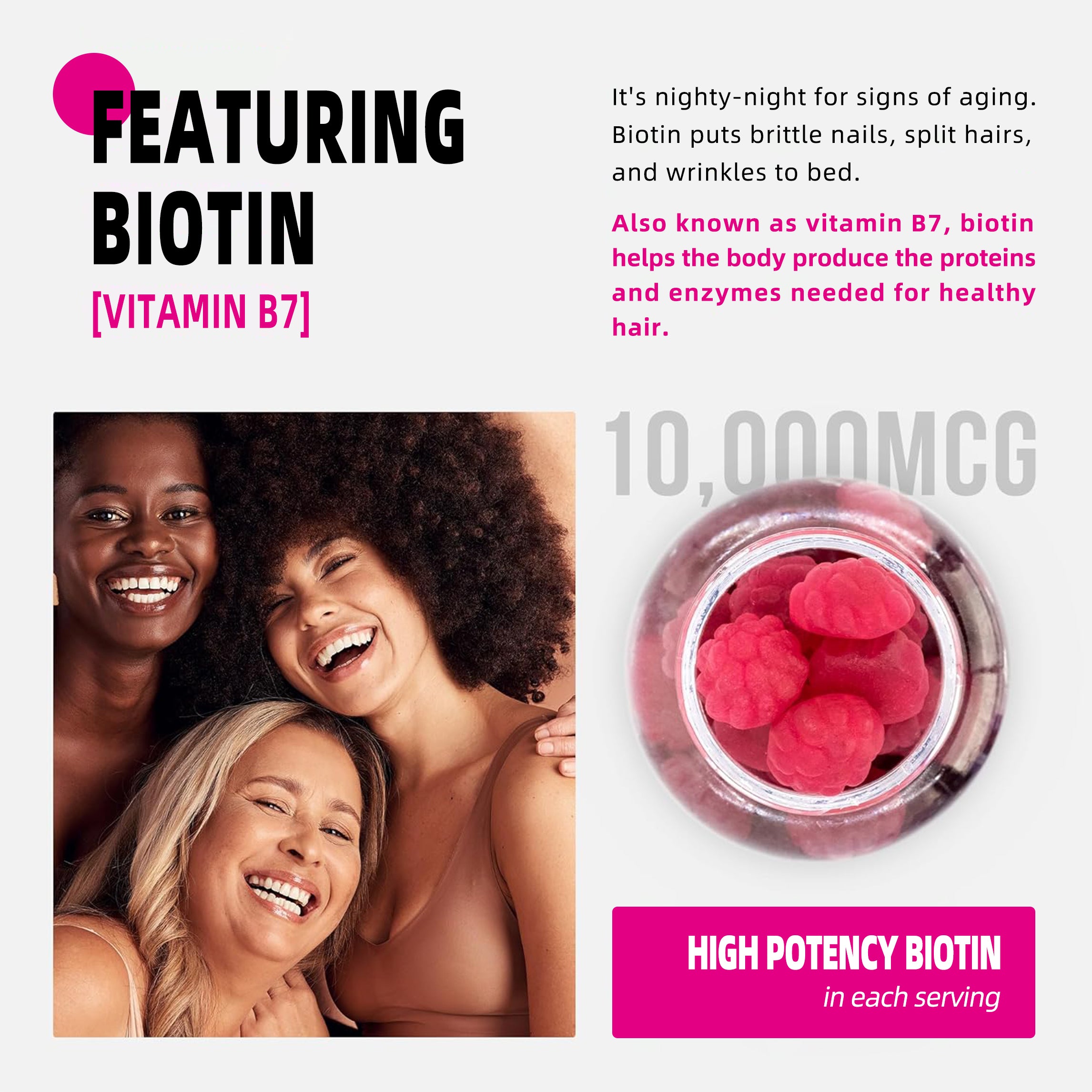 ABOK Biotin Gummies - Hair, Skin & Nails Support with Vitamins & Collagen