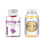 ABOK (1+1>2 effect) Peptide Collagen Gummies + Vitamin D3K2 Gummies 120 Counts
