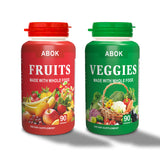 ABOK （2 Bottles）Fruits and Veggies Supplement Reds & Green Superfood(180 Count)